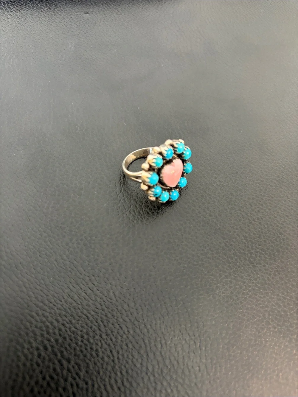 Pink Heart and Turquoise Crystal Cluster Ring - Women Jewelry